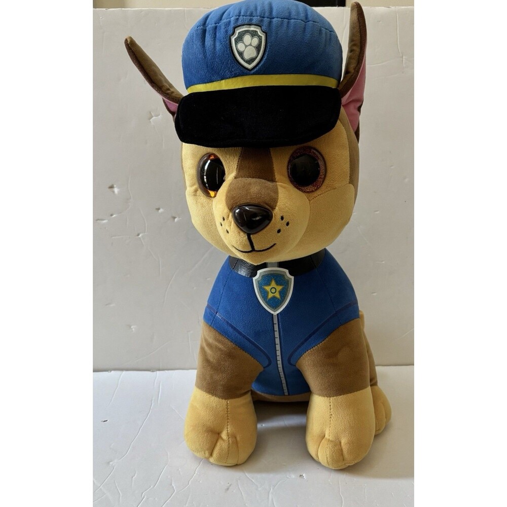 Paw Patrol Ty Chase Jumbo 18" Stuffed Animal Dog Plush Toy w/Glitter Eyes